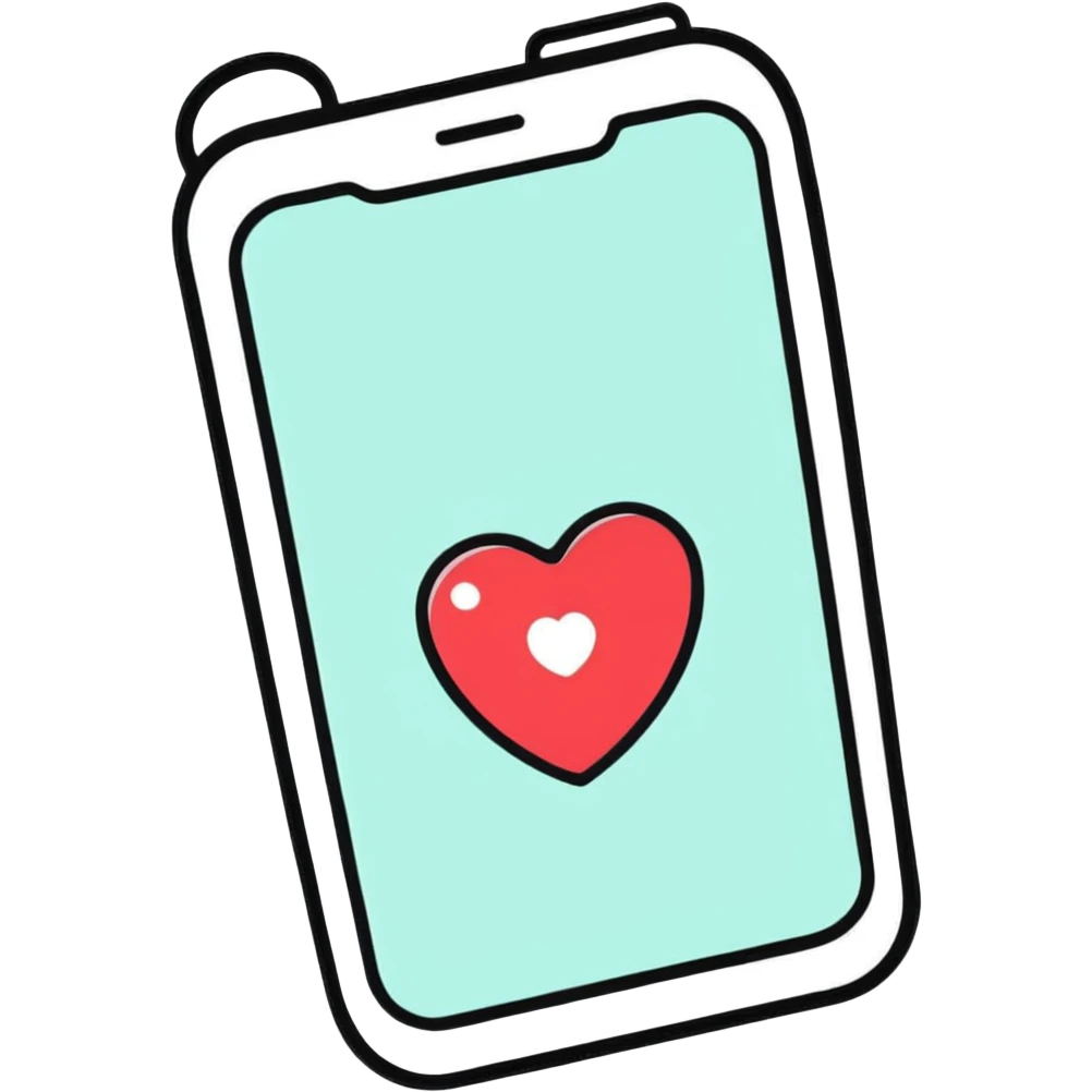 phone with an Instagram-like heart notification popping out emoji