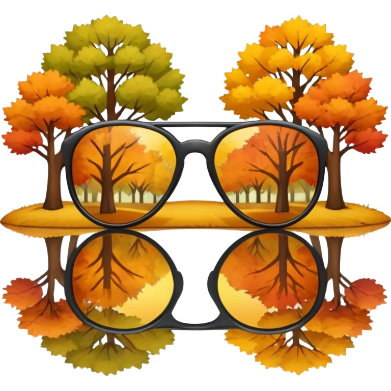 Reflection of autumn trees in sunglasses lens emoji