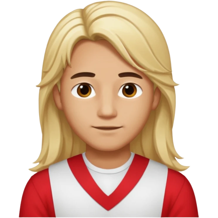 Adonis, Desire God from Rome Mythology with long blonde hair, red and white outfit, emoji