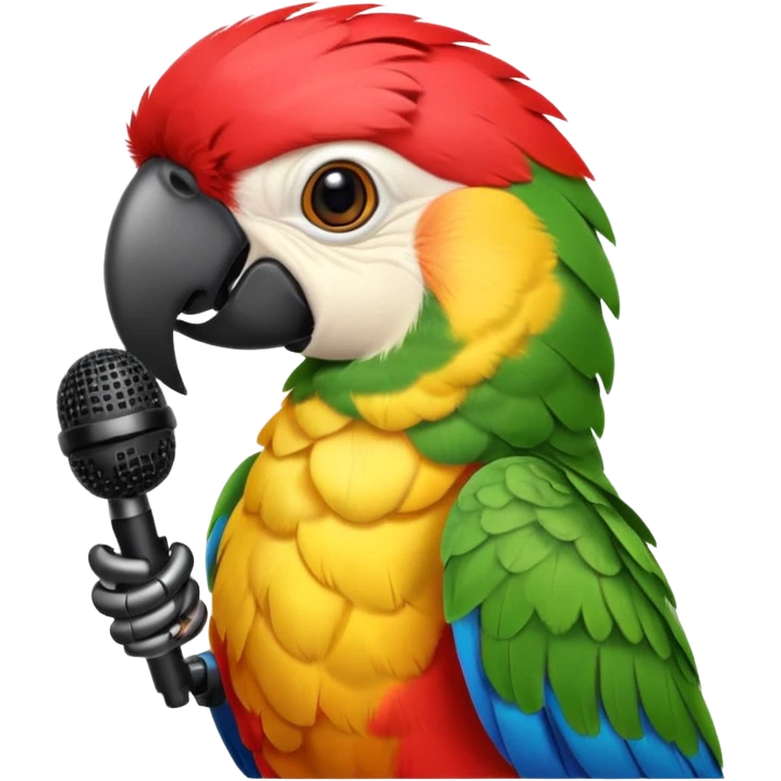 Parrot speaking into mic emoji