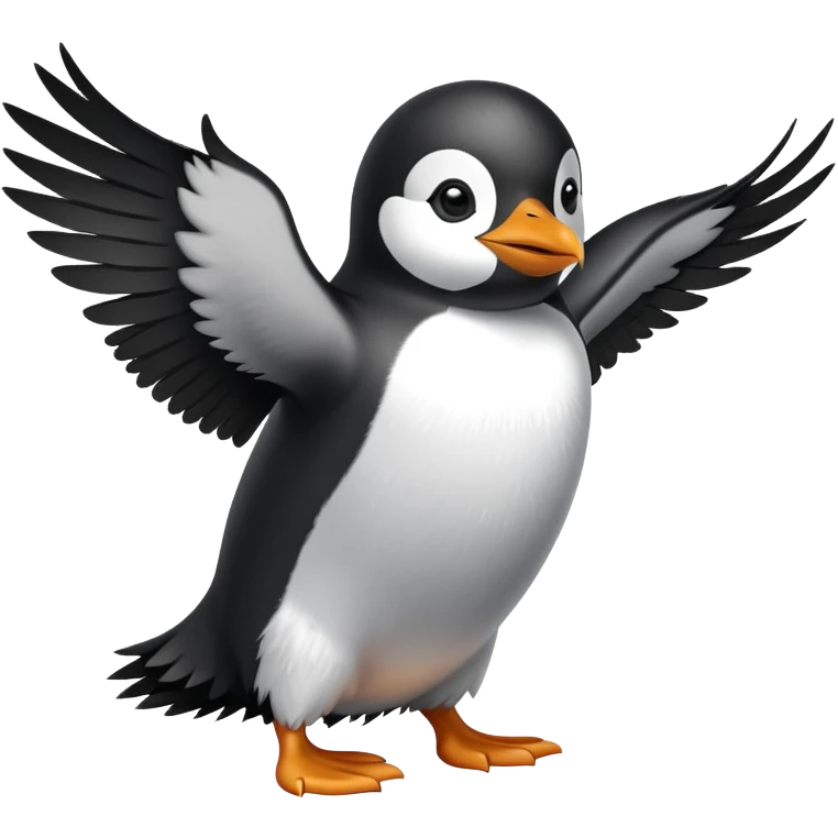 flying penguin with wings spread emoji
