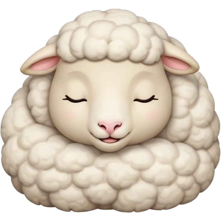 Meme-Worthy Cute Sleeping Sheep Portrait Emoji, Head resting peacefully with a contented smile, showcasing a robust build and a luxuriously soft white fleece, eyes shut in a serene, restful nap, Simplified yet hilariously adorable features, highly detailed, glowing with a soft, drowsy light, high shine, relaxed and utterly lovable, stylized with an air of playful laziness, bright and heartwarming, soft glowing outline, capturing the essence of a comically sleepy sheep, so meme-worthy it feels like it could instantly become the next viral sensation of adorable slumber! emoji
