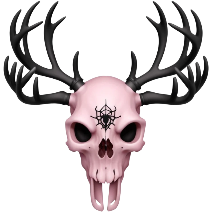 Light pink deer skull with antlers and black spiderwebs emoji