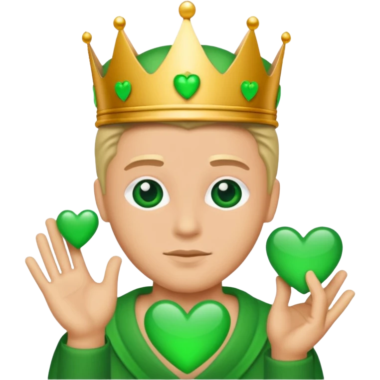 Liebe dich King mit grünen herzen emoji