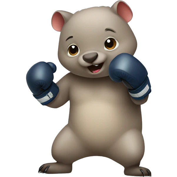 Cute wombat wearing boxing gloves emoji