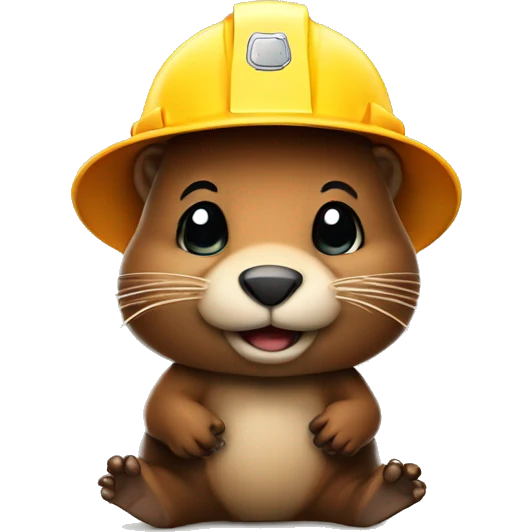 Small beaver with construction hat emoji