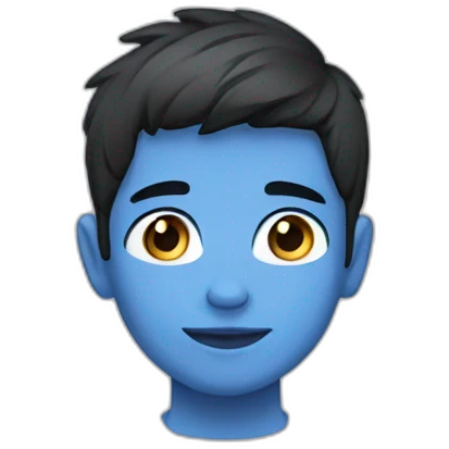 Boy With short dark hair and blue e2 emoji