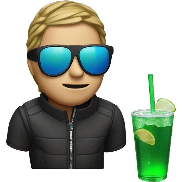 white man with ski mask and shades drinking sprite emoji