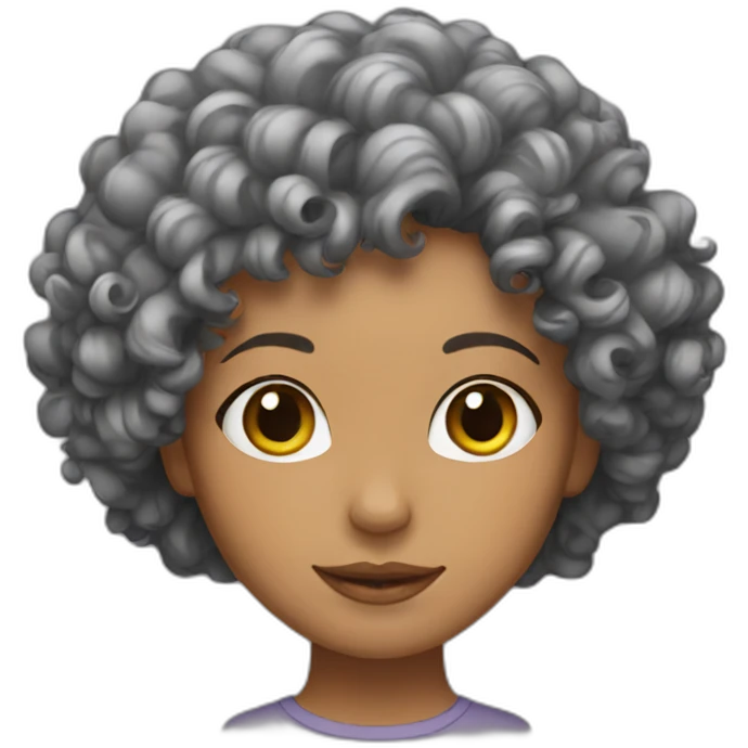 female with curly hair and a cat emoji