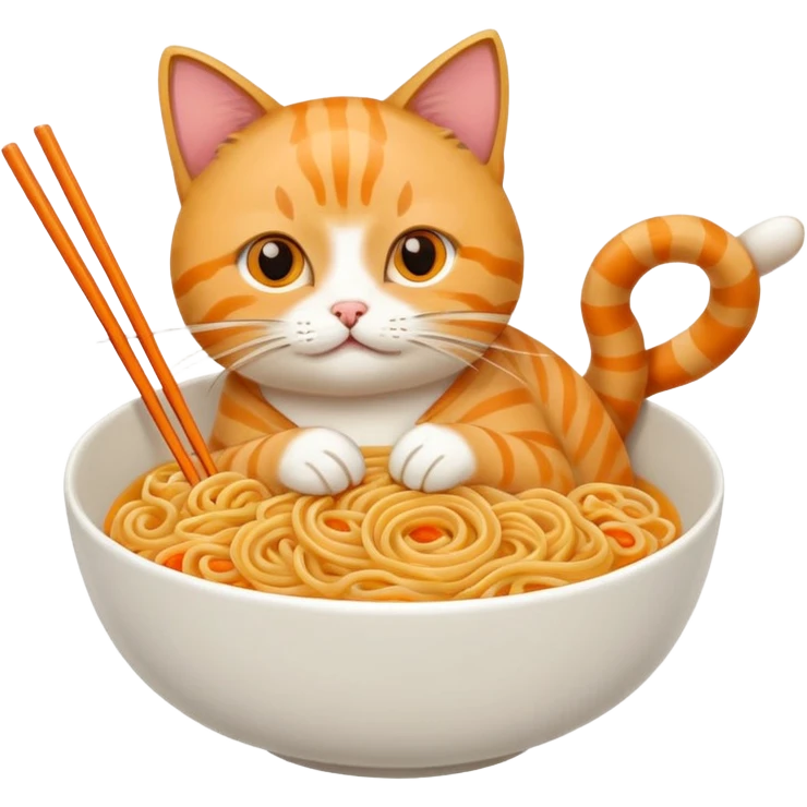 Chat qui mange des nouilles  emoji