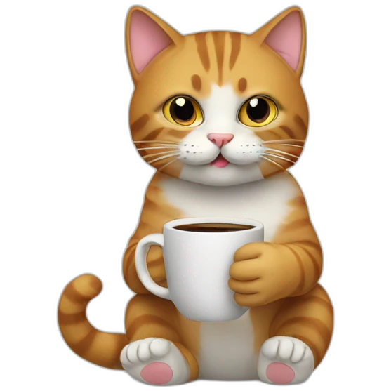cat drinking coffe emoji