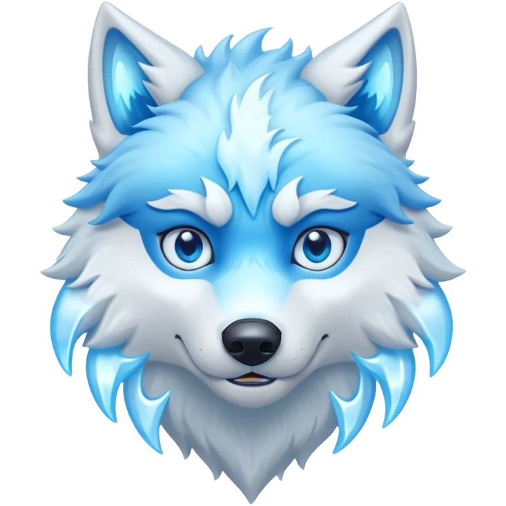 fantasy ice wolf character, glowing blue eyes, icy fur, snow aura, 3D cartoon, mobile game icon style, clean background, no text, no watermark



 emoji