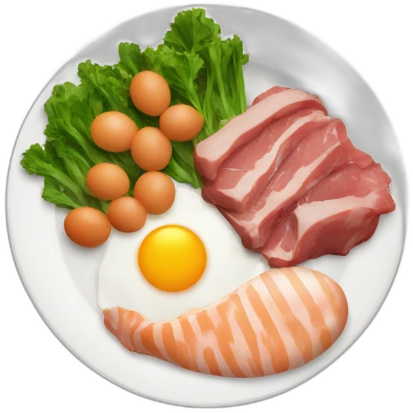 eggs , meat vegetable in a plate emoji