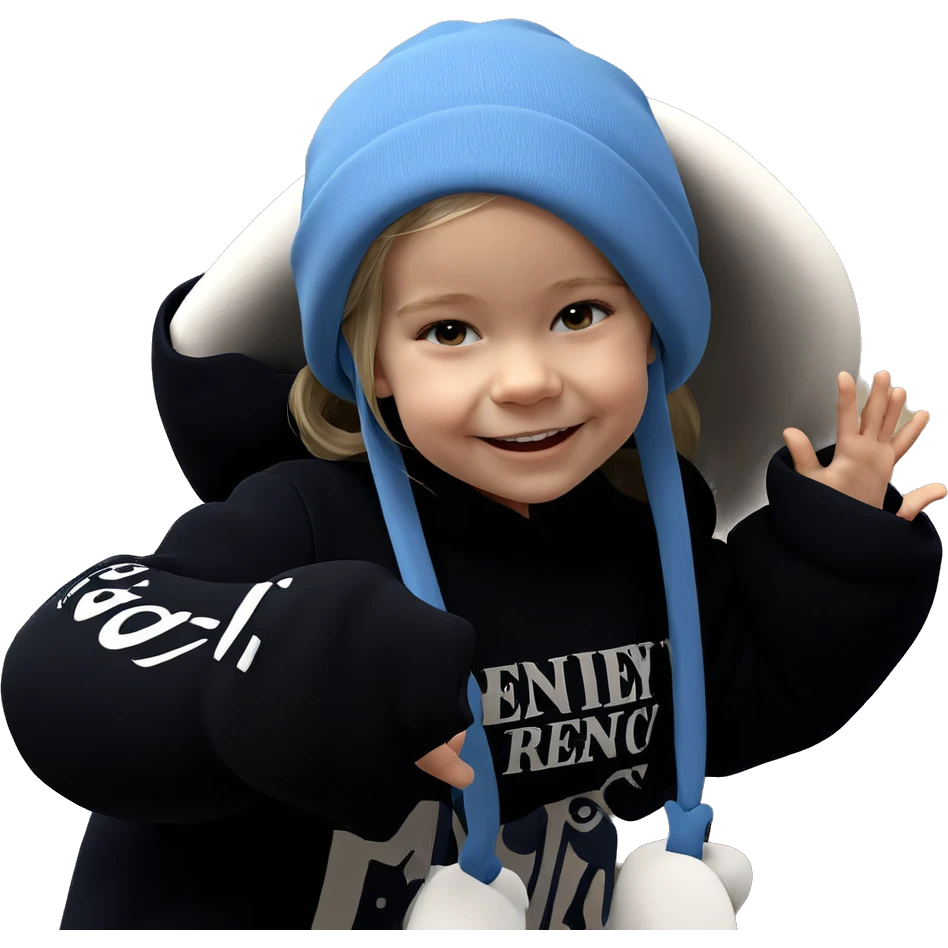smiling girl in blue hat emoji