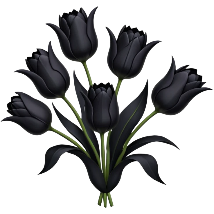 goth tulip bouquet with black tulips and bat flying above emoji