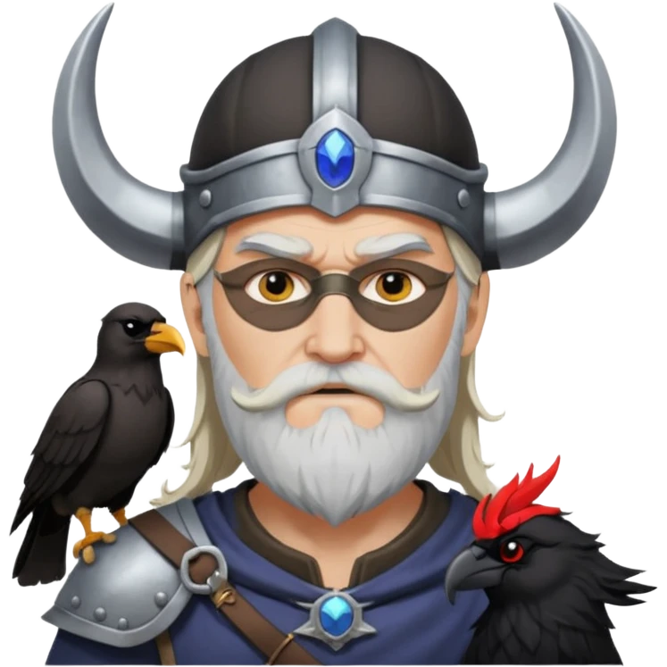 norse go dodin with eyepatch and raven on his shoulder emoji