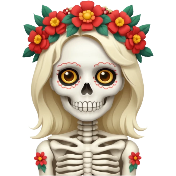 skeleton woman with flower crown emoji