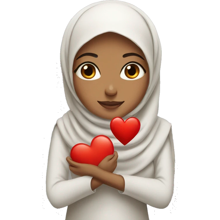 hijabi girl with red heart emoji