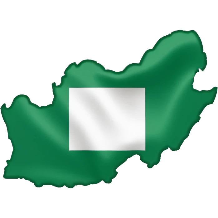 "Nigeria outline filled with the Nigerian flag colors, green-white-green, simple and bold, vector-style, clean and vibrant." emoji