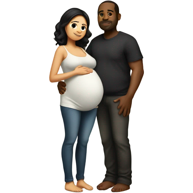 latin pregnant wife with black husband her belly full body emoji