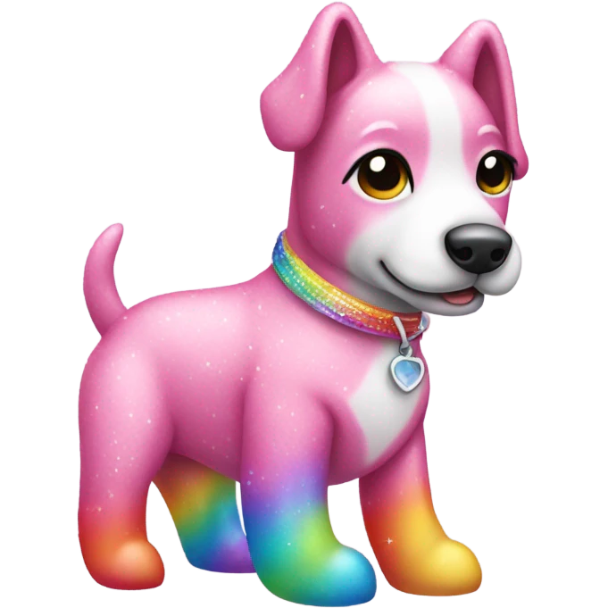 Pink sparkly dog with rainbow boots  emoji