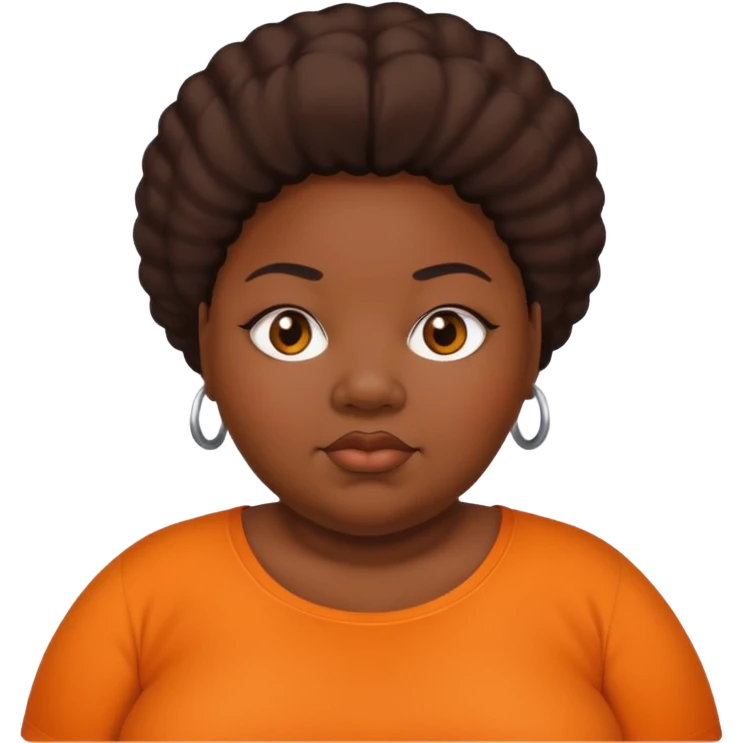 obese black woman with orange shirt emoji
