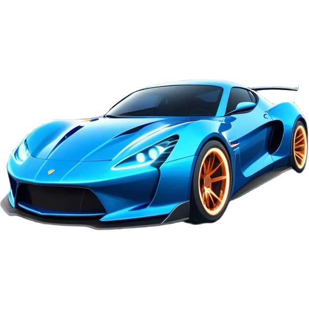 An icon showing a sleek car speeding through a neon-lit cityscape, inspired by Need for Speed. The design features dynamic motion lines, glowing tires, and a vibrant city backdrop with skyscrapers and lights. The rush of high-speed racing is highlighted. Transparent background. emoji