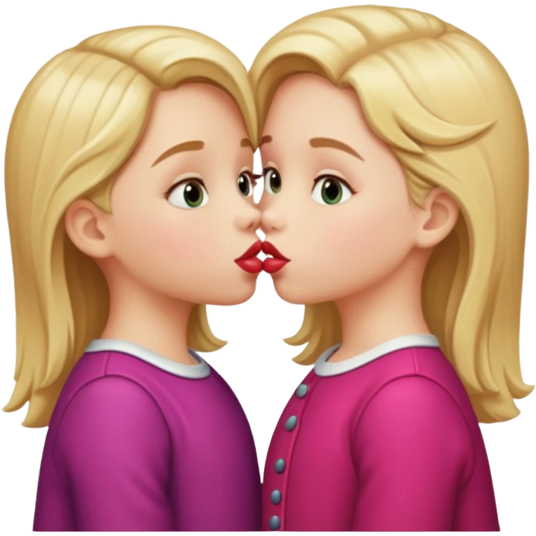 two little gals kissing on the lips emoji