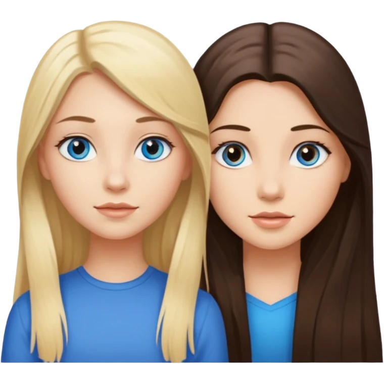 blonde girl with blue eyes brunette girl with brown eyes  emoji