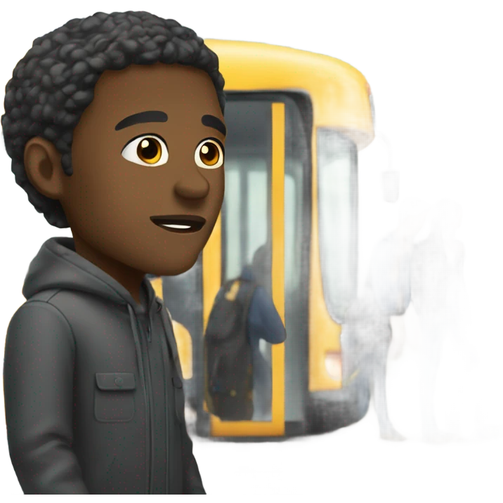 Black man at the bus stop  emoji
