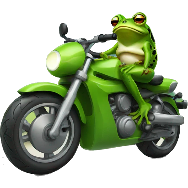 Frog with specs on motorbike emoji