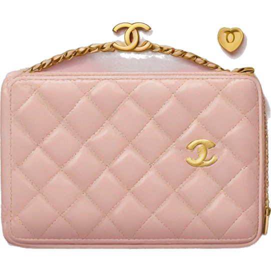 Pastel pink Chanel wallet with gold logo emoji