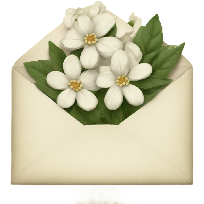 vintage envelope with white flowers emoji
