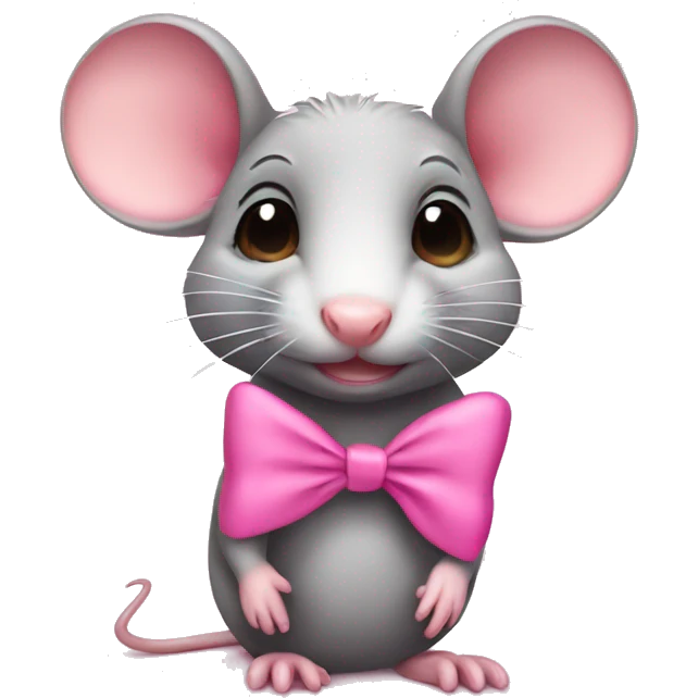 cute girly rat with pink bow  emoji