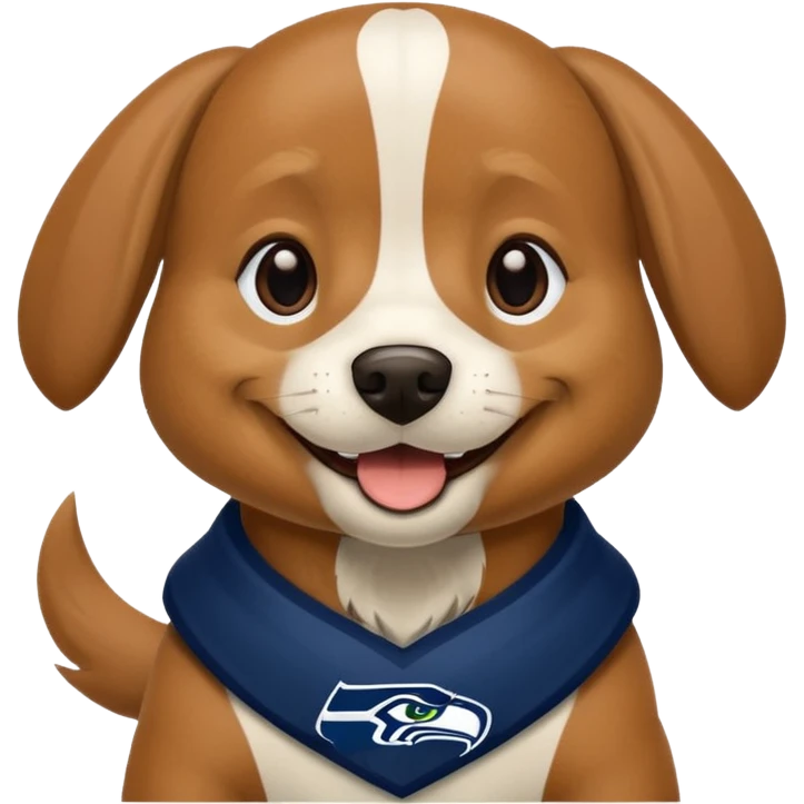 Brown tan dog with Seattle Seahawks gear emoji