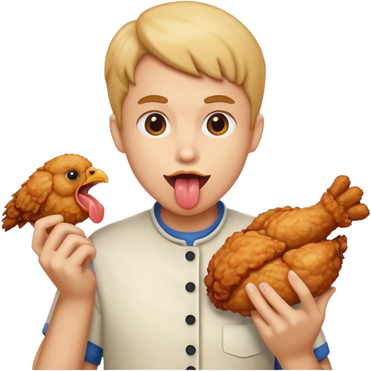 Tongue out with chicken emoji