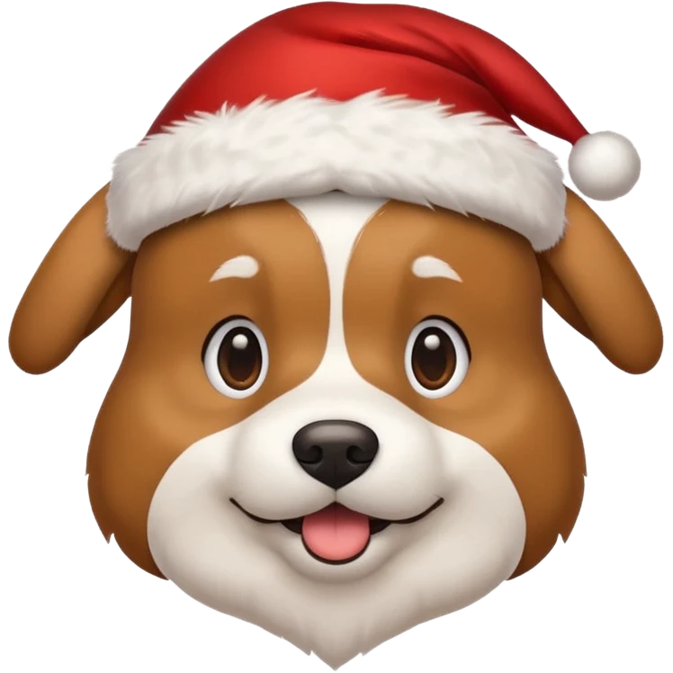 dog wearing Santa hat and Christmas lights emoji