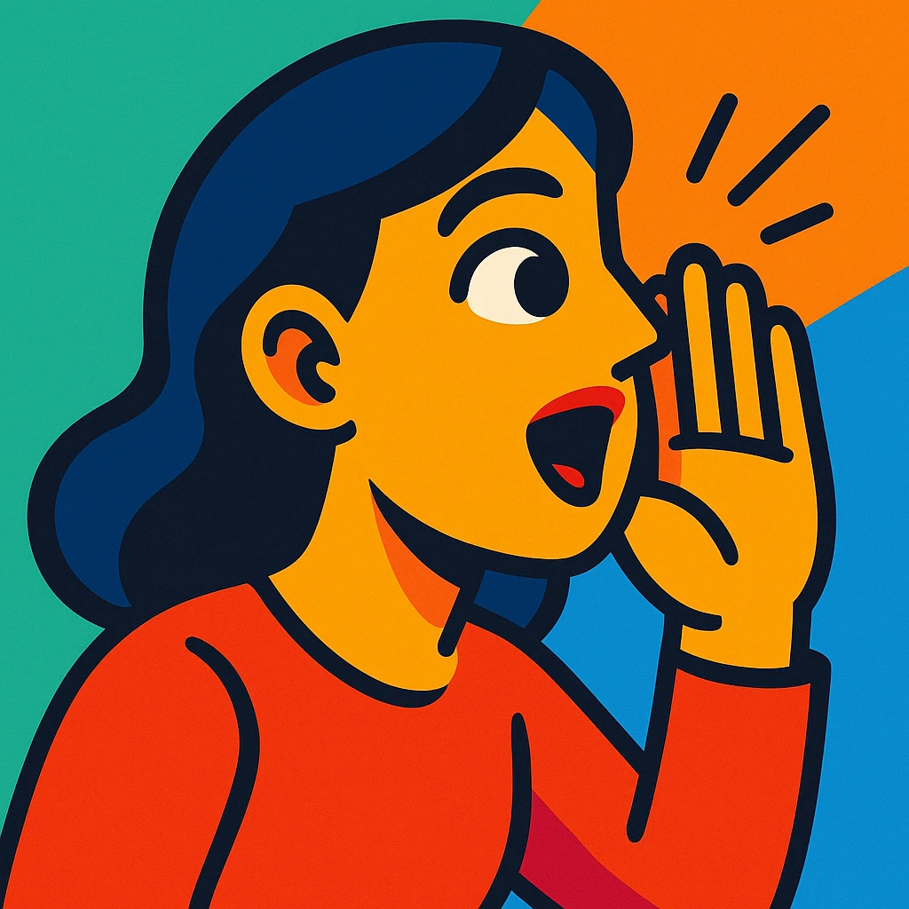 a person whispering, vibrant toon style, bright colors, dynamic emoji