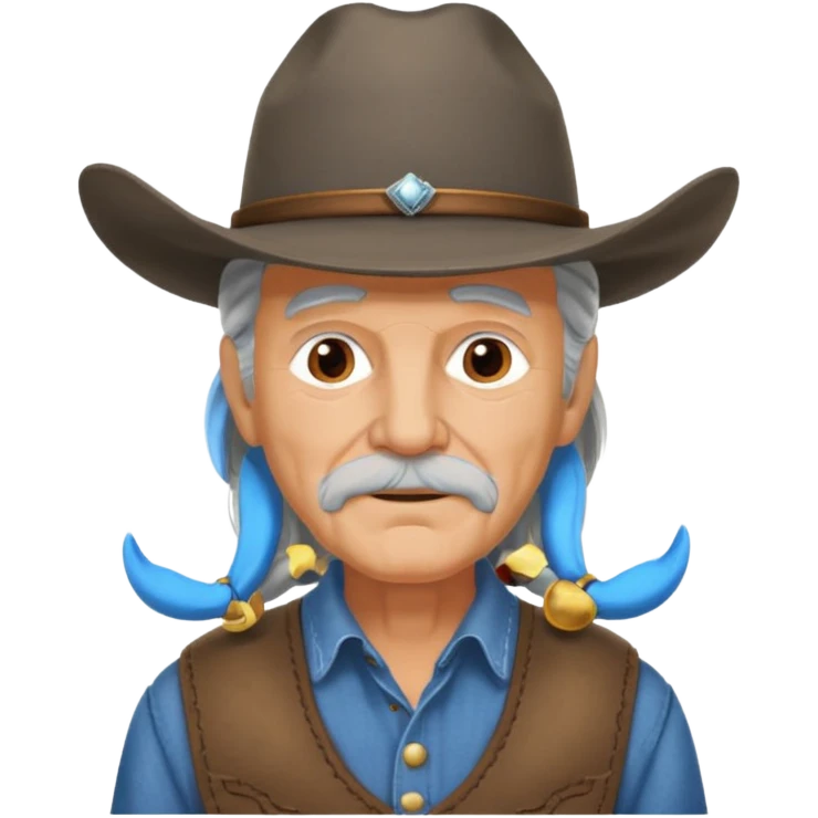 Elderly men with hats long hair  cow boy look emoji