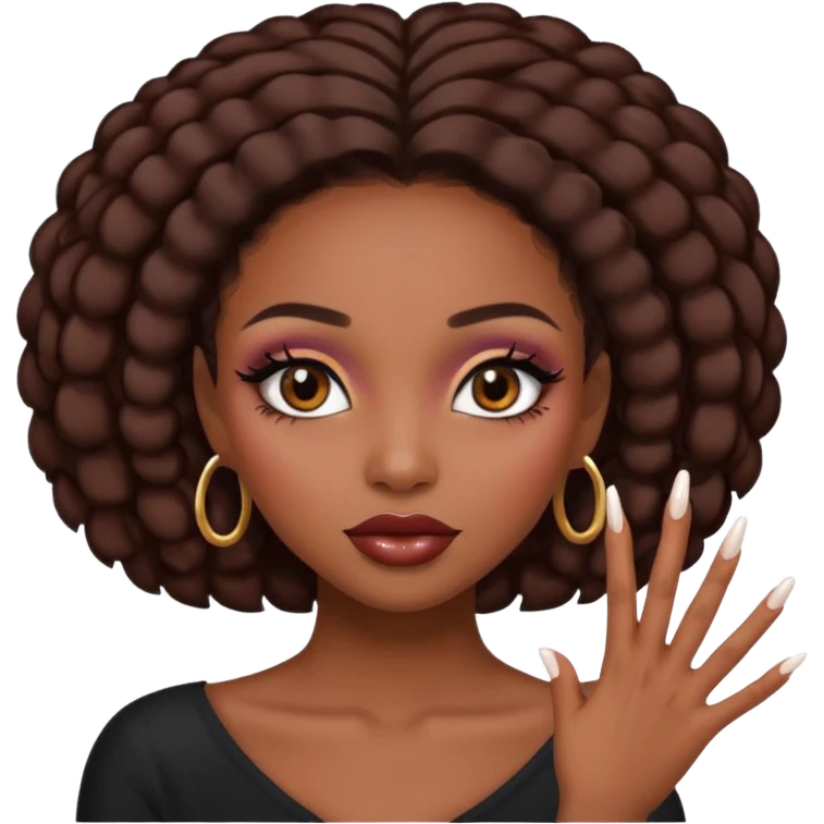 face girl with nails and cute make up black girl emoji