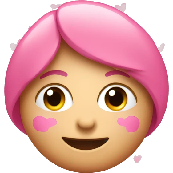 Pink emoji with pink hearts for blush emoji