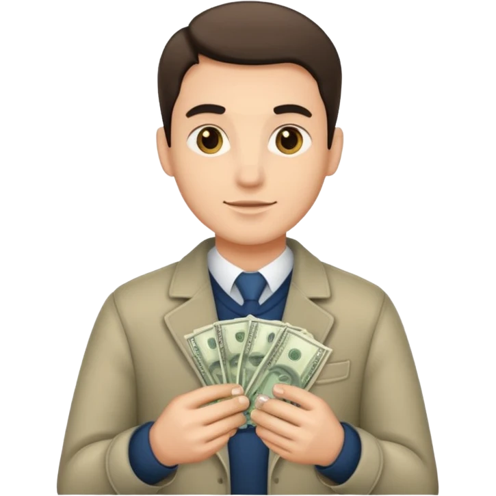мужчина с деньгами в руках emoji