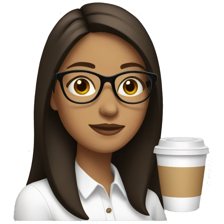 brunette with glasses, drinking coffee  emoji