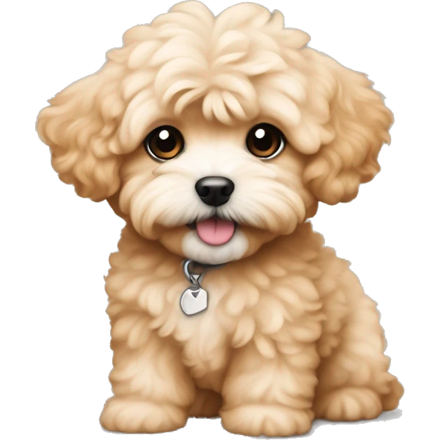 Fluffy apricot maltipoo puppy with waivy hair emoji