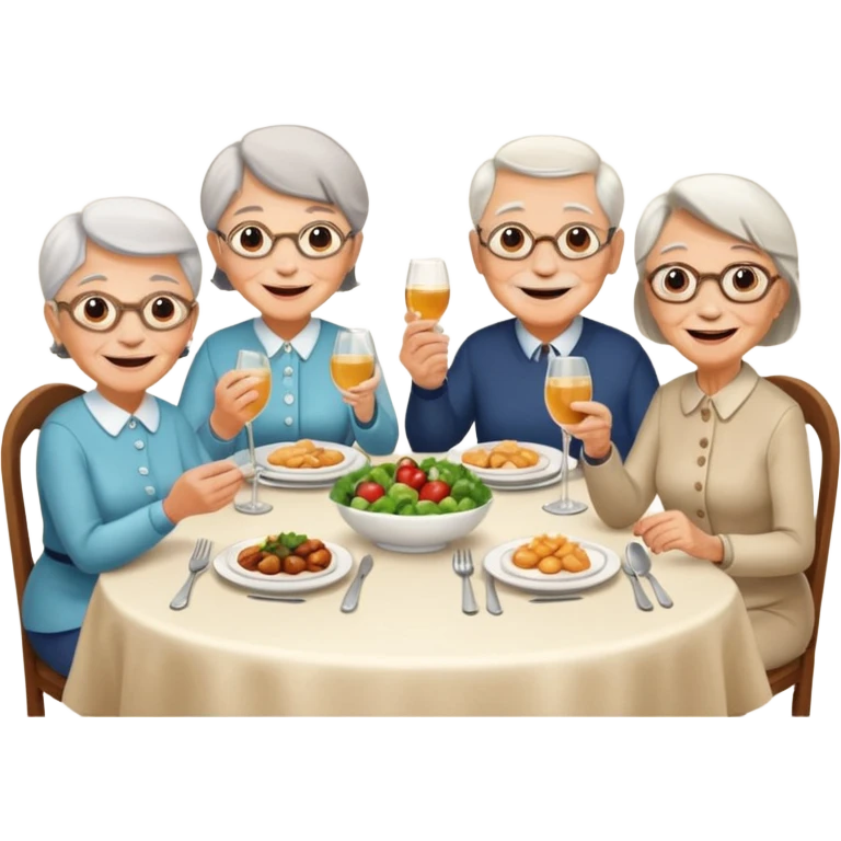 4 elderly people having dinner emoji