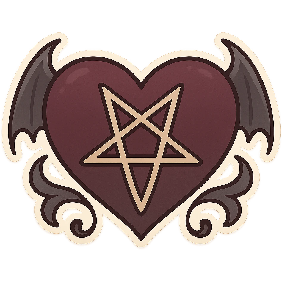 gothic heart with a pentagram emoji