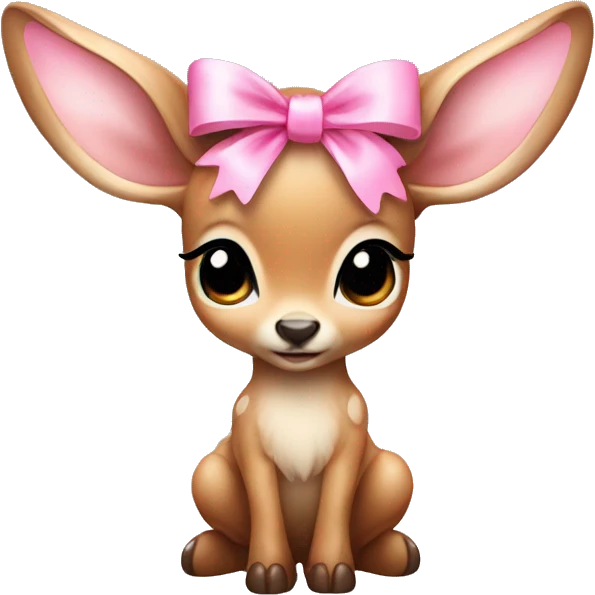 baby deer with fairy wings and a pink bow around its neck  emoji