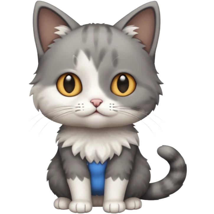 full body small short hair dark grey and white cat emoji