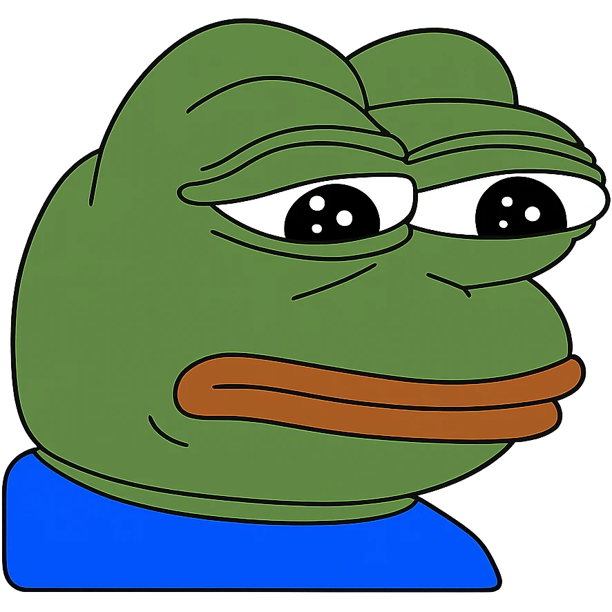 neutral Пэпэ meme with a blank expression emoji