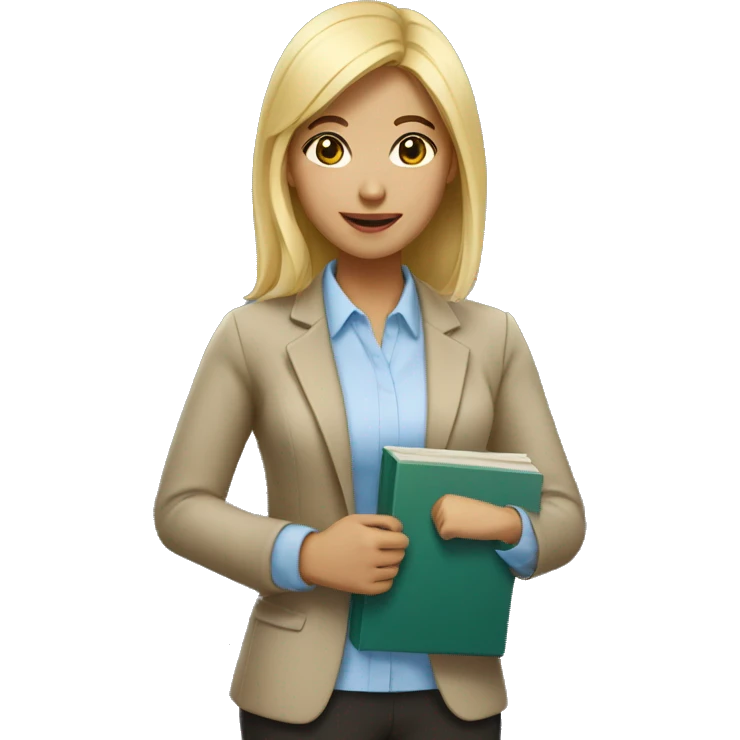 asian female teacher blonde hair holding books emoji